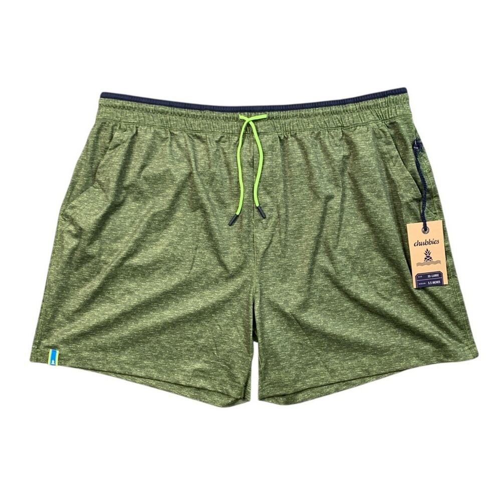 Chubbies Shorts Mens 2XL Green The Granites 5.5 Stretch Moisture Wicking Unlined